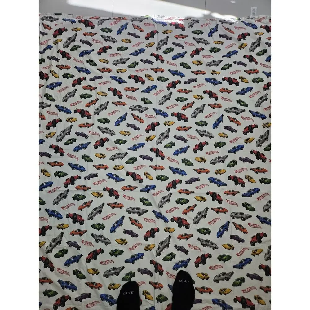 Pottery Barn Kids Hot Wheels Twin Flat Sheet Only 100% Org Cotton Cars